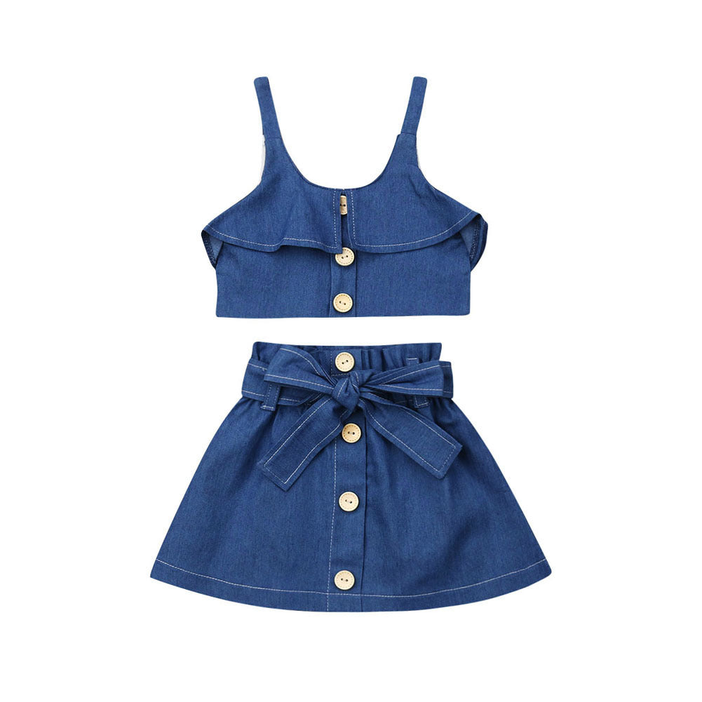 Children's suspender skirt/pants outfit