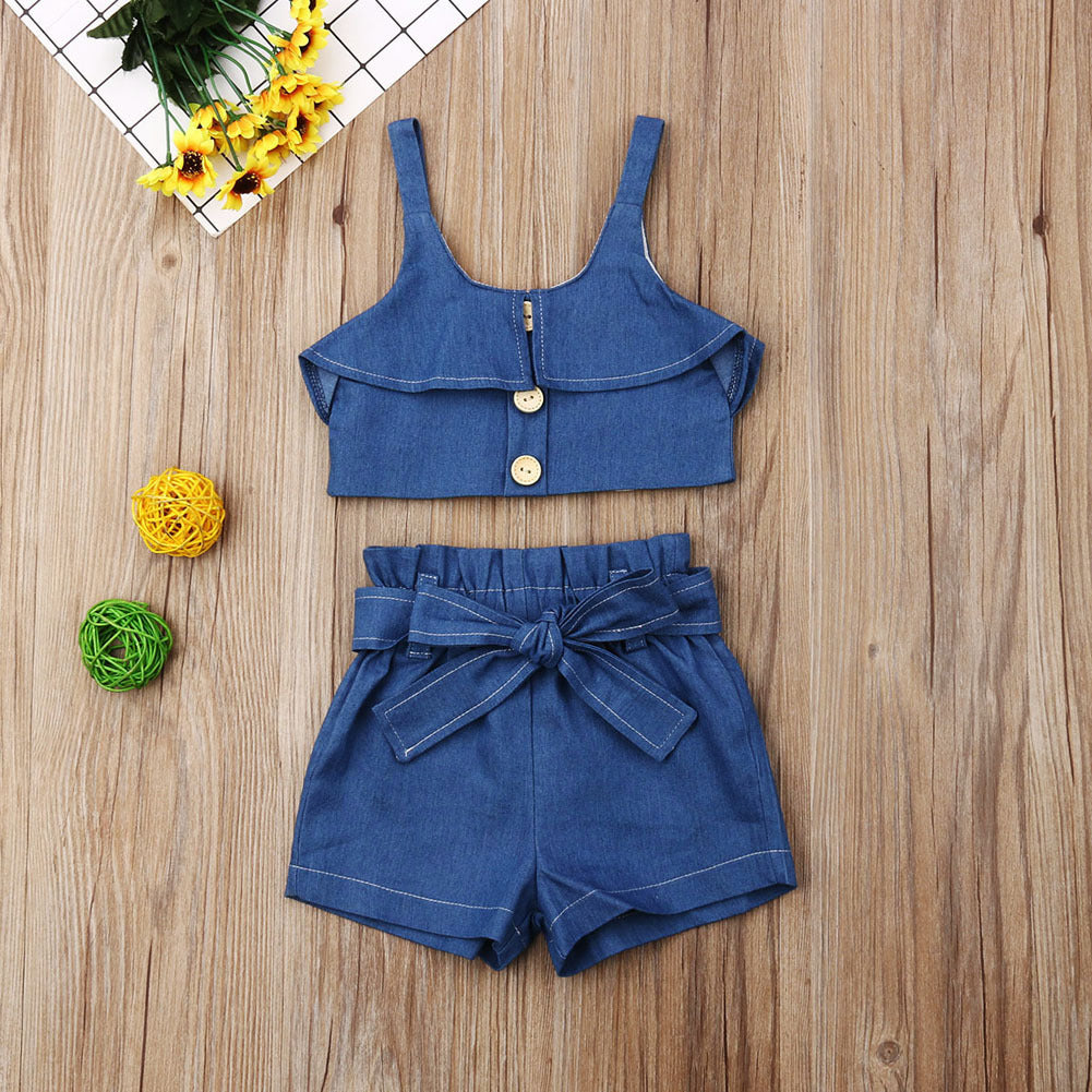 Children's suspender skirt/pants outfit