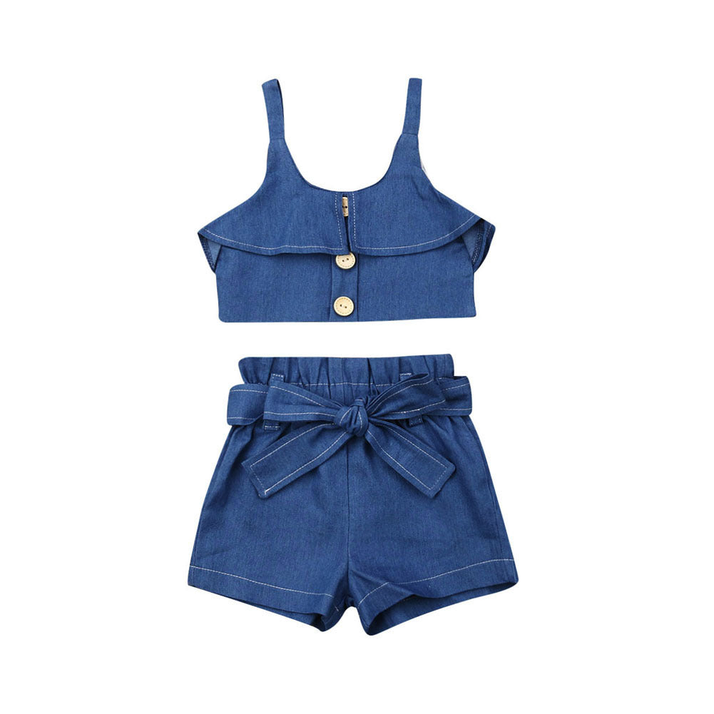 Children's suspender skirt/pants outfit