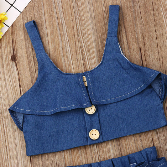 Children's suspender skirt/pants outfit
