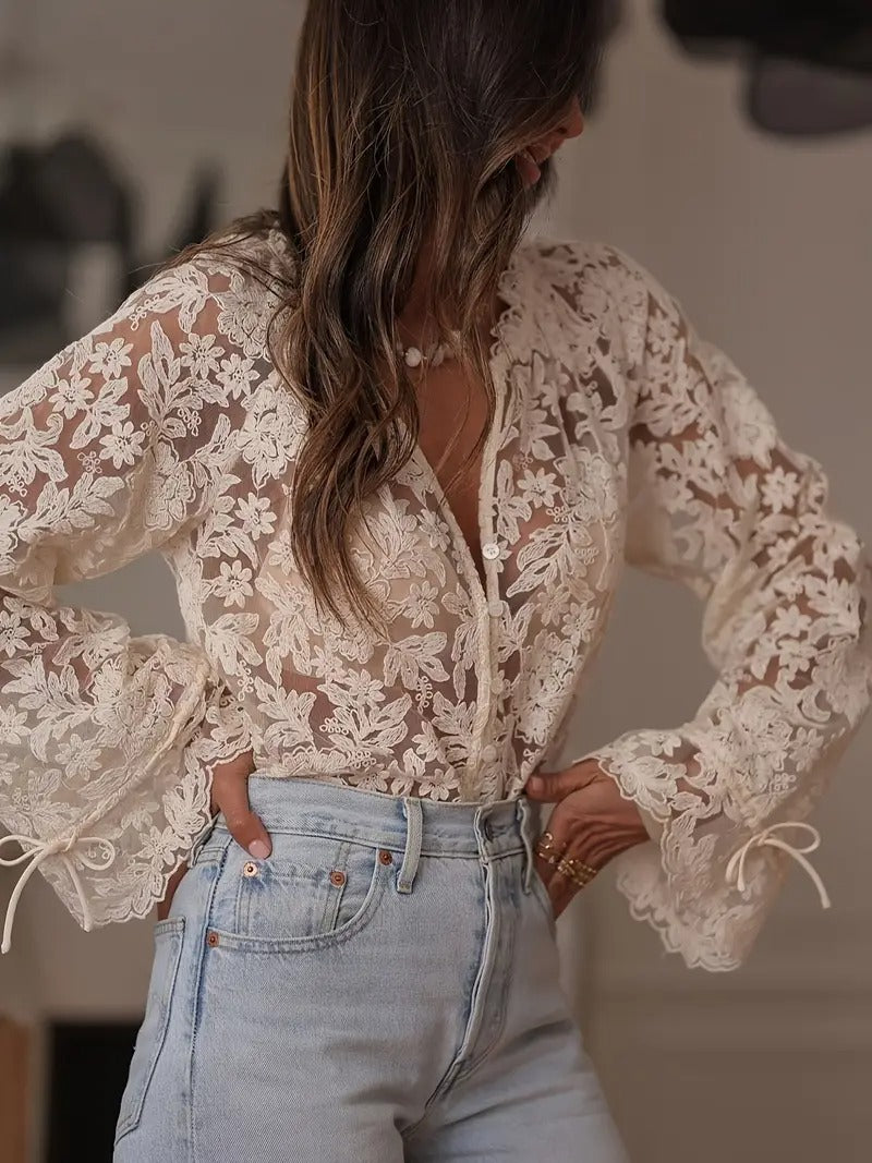 Embroidered Lace Flower Shirt