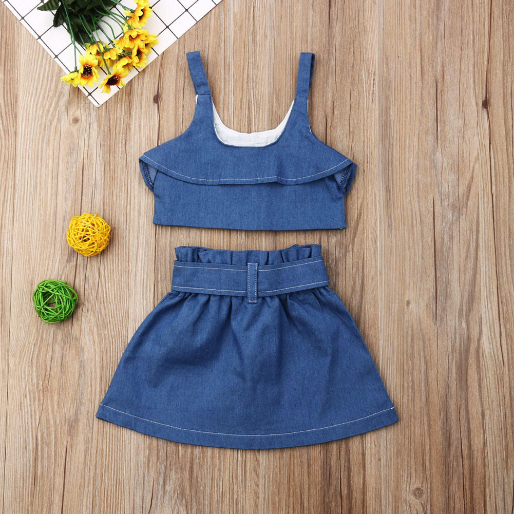 Children's suspender skirt/pants outfit