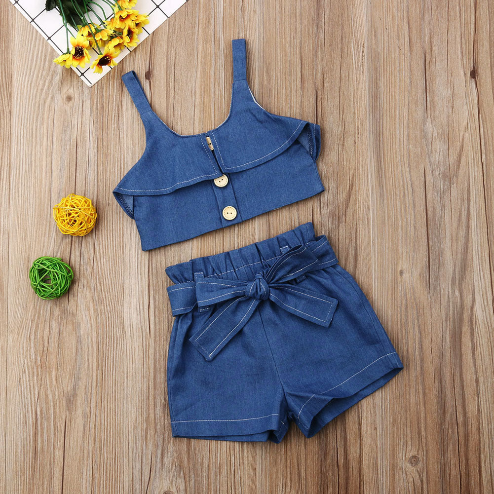Children's suspender skirt/pants outfit