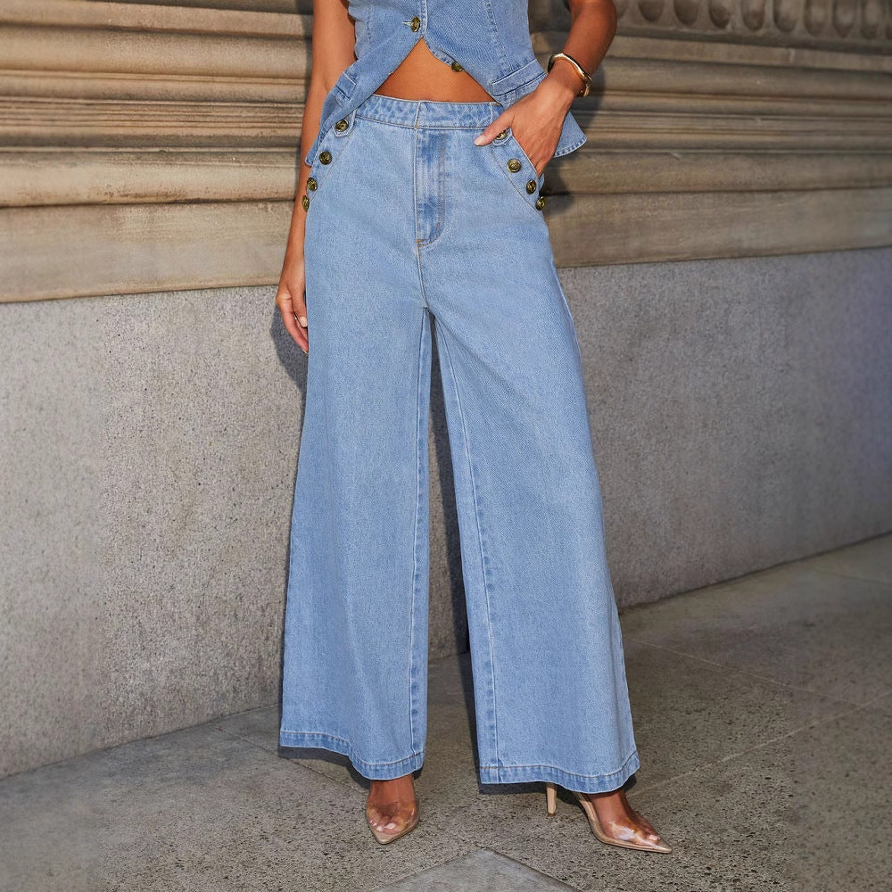 Sleeveless Denim Suit